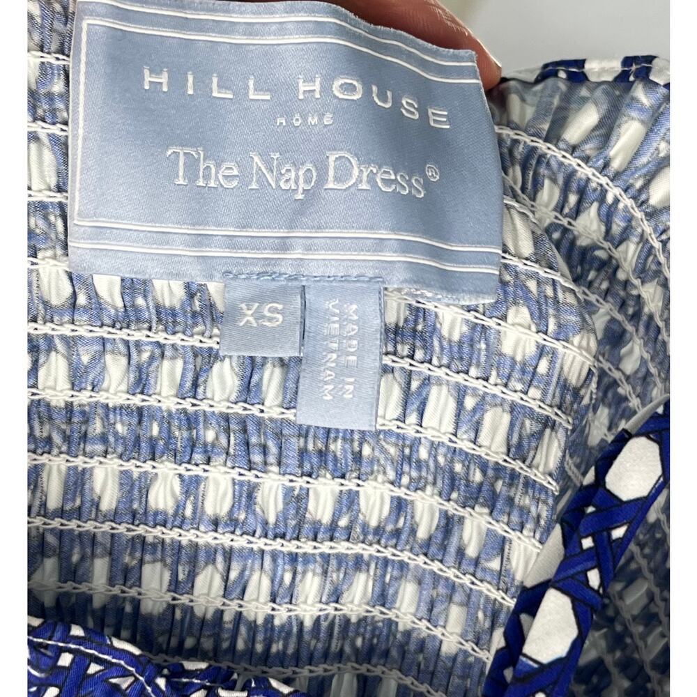 HILL HOUSE Sz XS Blue Basketweave Print Seraphina Midi Dress - Picture 3 of 11